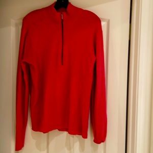 Salmon colored zippered lightweight sweater